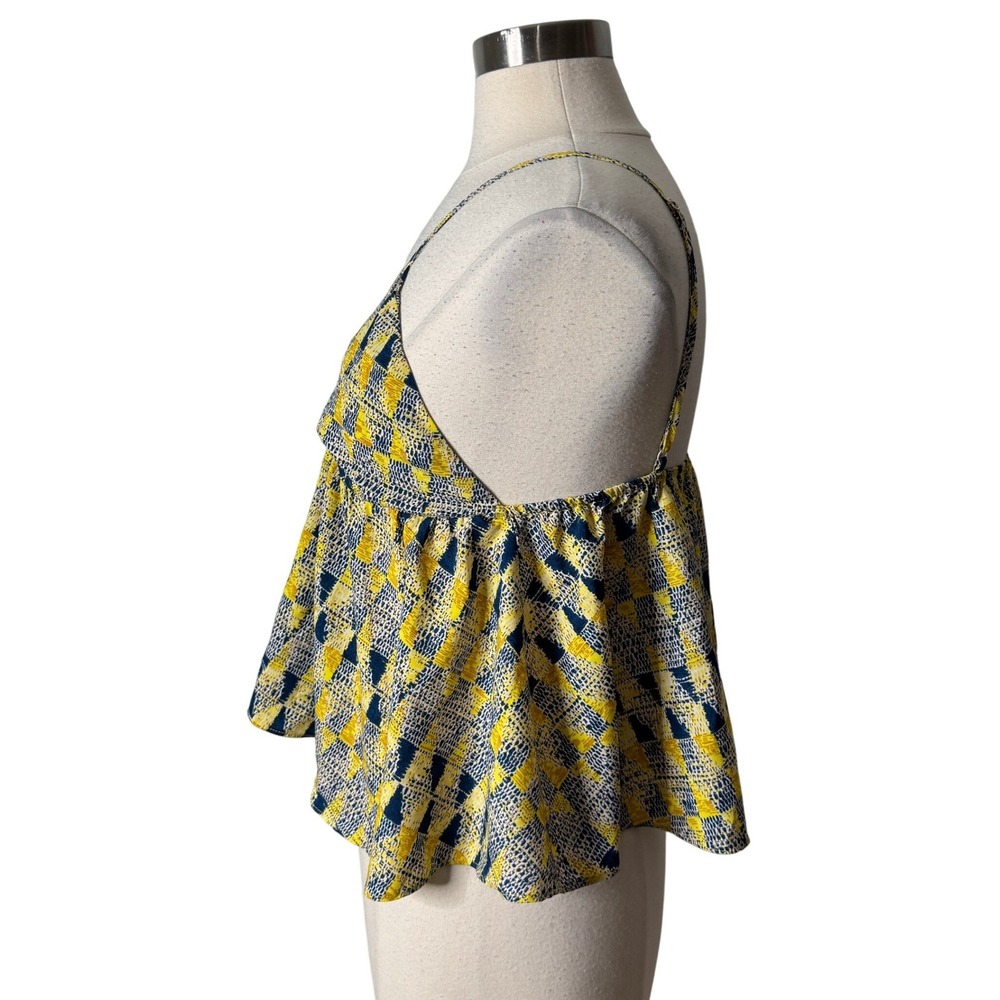 Winwin Apparel Yellow Geometric Print Babydoll Cami Tank Top Womens Medium - Picture 3 of 8